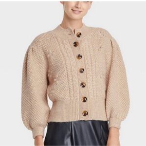 Women's Cute Beige Cardigan Sweater
